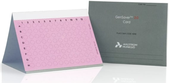Карта GenSaver Color 2.0, слюна, моча, плазма, клетки буккального эпителия, хранение более 22 лет, до 5 мкл, 96 мест, с пропиткой защищающей от роста грибов, плесени, бактерий и дрожжей, 100 