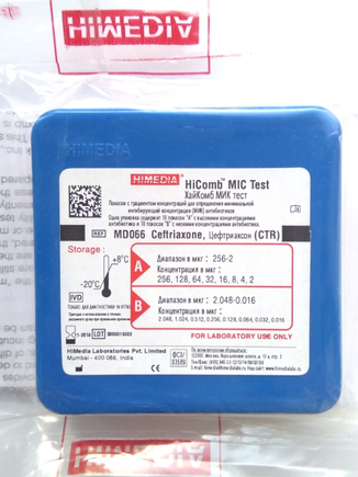Цефтриаксон HiComb™ МИК тест (10 полос А +10 полос В) (ФСЗ 2009/03589)